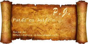 Patócs Jolán névjegykártya