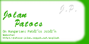 jolan patocs business card